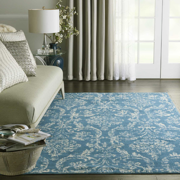 Charlton Home® Yurig Abstract Area Rug in Blue/Ivory & Reviews Wayfair